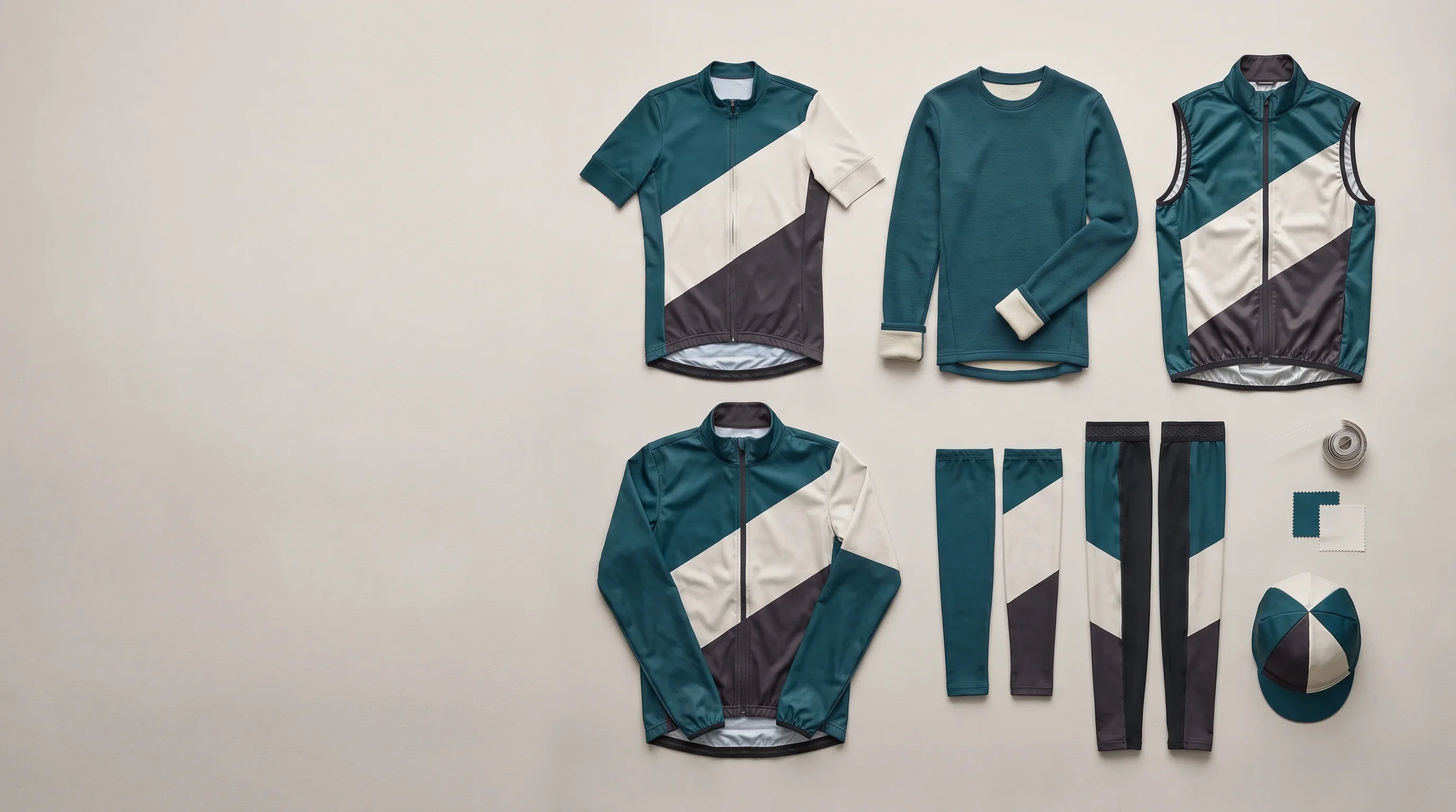 A full upper-body race cycling set in one colourway laid flat